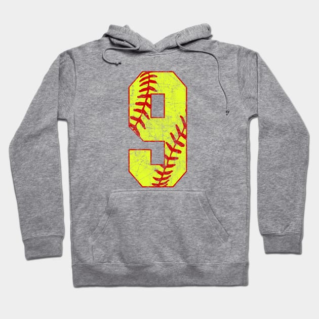 Fastpitch Softball Number 9 #9 Softball Shirt Jersey Uniform Favorite Player Biggest Fan Hoodie by TeeCreations